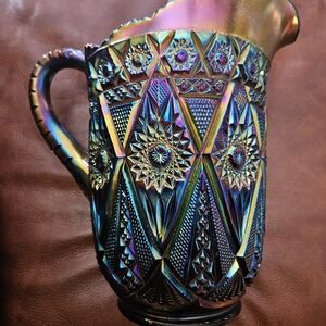 Carnival glass pitcher